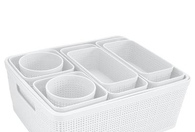Simplify White, 10 Pack Organizing Set, Different Sizes for Multiple Needs. for Offices, Desks, Dorms, Small Items, Accessories, Vanity, Bathrooms. Storage Baskets, Bins, Boxes, 10 Count $30.03 (Reg $42.46)