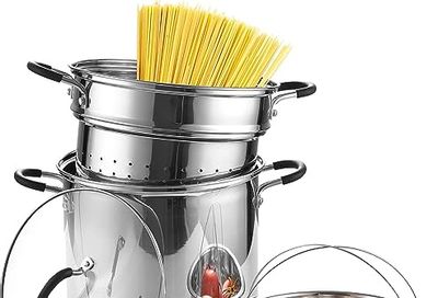 Cook N Home 4-Piece Stainless Steel Pasta Cooker Steamer Multipots, 12 Quart, Silver $83.38 (Reg $126.40)