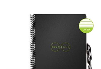 Rocketbook Smart Reusable Notebook - Lined Eco-Friendly Notebook with 1 Pilot Frixion Pen & 1 Microfiber Cloth Included - Infinite Black Cover, Executive Size (6" x 8") $19.96 (Reg $48.00)