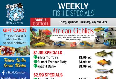 Big Al's (Barrie) Weekly Specials April 26 to May 2