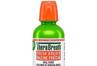 TheraBreath Fresh Breath Oral Rinse, Clinically Shown to Fight Bad Breath for 12 Hours. Alcohol-Free & Dye-Free Mouthwash, Certified Vegan, Halal, Kosher & Gluten-Free. Mild Mint, 473ml (Pack of 1) $9.99 (Reg $11.99)