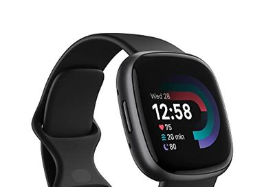 Fitbit Versa 4 Fitness Smart Watch for Men and Women with Daily Readiness, Gps, 24/7 Heart Rate, 40+ Exercise Modes, Sleep Tracking and More, Black/graphite, One Size (S and L Bands Included) $188.98 (Reg $259.95)
