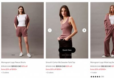 Calvin Klein Canada: 40% off Sitewide + Extra $20 off Orders of $100 or More