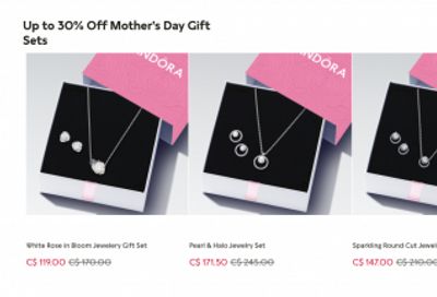Pandora Canada: Mother’s Day Gift Sets up to 30% off + Free Bracelet When You Spend $150 or More