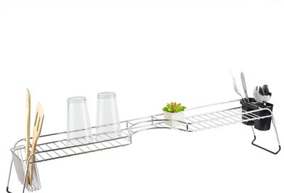 Over Sink Shelf, (Chrome) by Home Basics | Steel Over The Kitchen Sink Organizer for Soap, Sponges, Scrubbers, and More | with Cutlery Holder $51.52 (Reg $54.99)