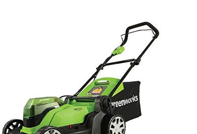 Greenworks 48V 17" Lawn Mower, 2 x 24V 4Ah Batteries and Dual Port Charger Included, MO48B2210, Green $319.99 (Reg $499.00)