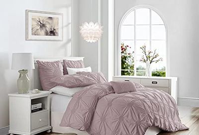Swift Home Premium 2-Piece Ruched Pinch Pleat Rosette Floral Pintuck Duvet Cover & Sham Set with Corner Ties and Hidden Zipper -- Mauve, Twin/Twin XL (Comforter Not Included) $33.58 (Reg $49.99)
