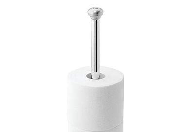 iDesign York Metal Toilet Tissue Roll Reserve for Bathroom, Compact Organizer Caddy Holds 3 Rolls of Paper, Brushed Stainless Steel and Chrome $13.8 (Reg $20.14)