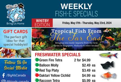 Big Al's (Whitby) Weekly Specials May 17 to 23