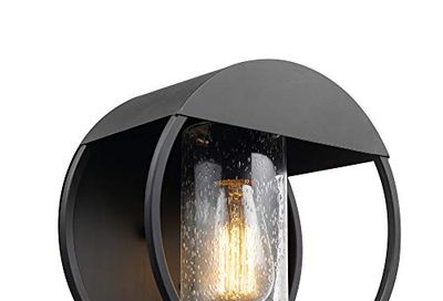 Globe Electric 44335 1-Light Outdoor Indoor Wall Sconce, Matte Black, Seeded Glass Shade, Outdoor Lighting, Kitchen Sconces Wall Lighting, Outdoor Light Fixture, Front Porch Décor, Weatherproof $44 (Reg $59.99)