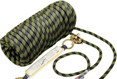 VEVOR Vertical Lifeline Assembly, 50 ft Fall Protection Rope, Polyester Roofing Rope, CE Compliant Fall Arrest Protection Equipment with Alloy Steel Rope Grab, Two Snap Hooks, Black&Yellow $75.99 (Reg $86.22)