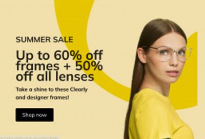 Clearly Canada: up to 60% off Frames + 50% off Lenses + 20% off all Contacts