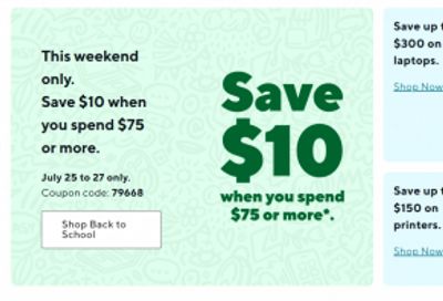 Staples Canada: Save $10 When You Spend $75 This Weekend With Promo Code + More