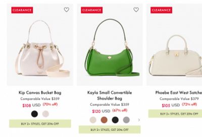 Kate Spade & Kate Spade Outlet: Clearance up to 70% off + Extra 20% off When You Buy 2 or More Styles