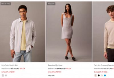 Calvin Klein Canada: End of Season Sale up to $70 off + Extra 20% off $100+