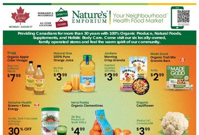 Nature's Emporium Bi-Weekly Flyer July 31 to August 13