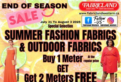 Fabricland (Kitchener, St. Catharines, Welland) Flyer July 31 to August 3