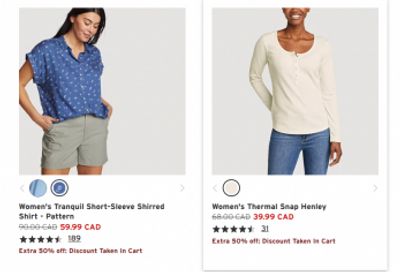 Eddie Bauer Canada: Clearance up to 70% off + Extra 50% off