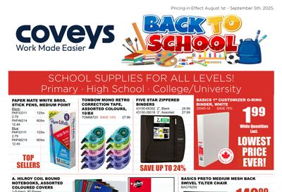 Covey Basics Back To School Flyer August 1 to September 5