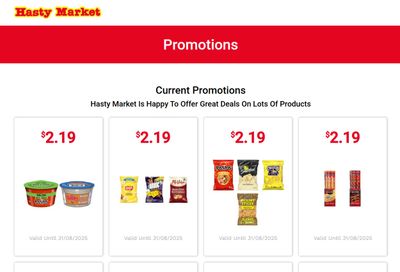 Hasty Market in-store Deals August 1 to 31