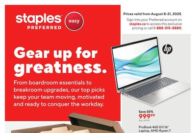 Staples Preferred Flyer August 8 to 21