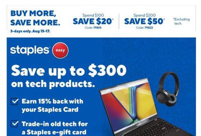 Staples Flyer August 15 to 21