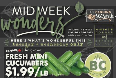 The Root Cellar Mid-Week Flyer August 19 and 20