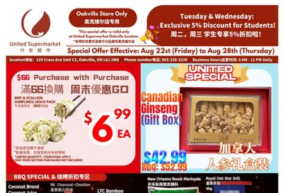 United Supermarket (Oakville) Flyer August 22 to 28