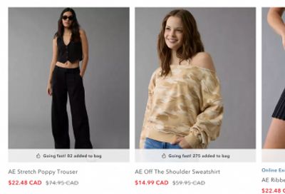 American Eagle & Aerie Canada Everything On Sale: Save 35% off or More + Clearance up to 70% off