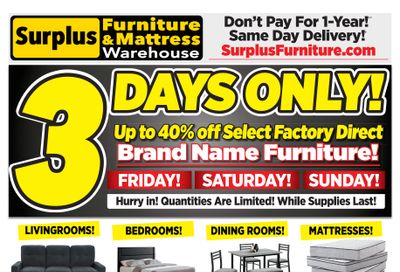 Surplus Furniture & Mattress Warehouse (S. ON) Flyer August 25 to 31