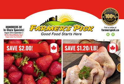 Farmer's Pick Flyer August 28 to September 3