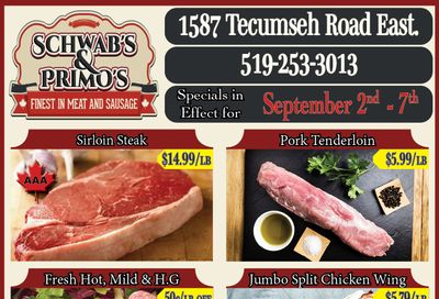 Schwab's & Primo's Flyer September 2 to 7