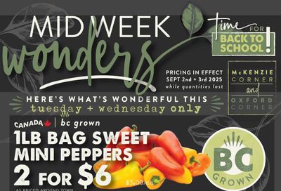 The Root Cellar Mid-Week Flyer September 2 and 3