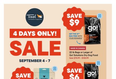 Tisol Pet Nutrition & Supply Stores Flyer September 4 to 7