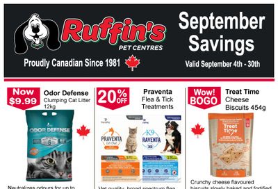 Ruffin's Pet Centre Flyer September 4 to 30