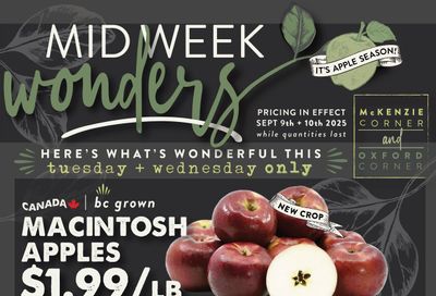 The Root Cellar Mid-Week Flyer September 9 and 10