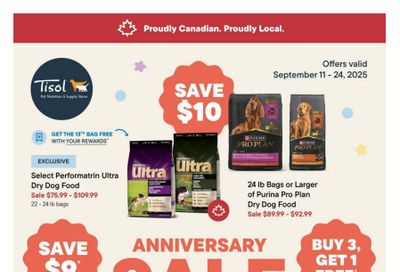 Tisol Pet Nutrition & Supply Stores Flyer September 11 to 24
