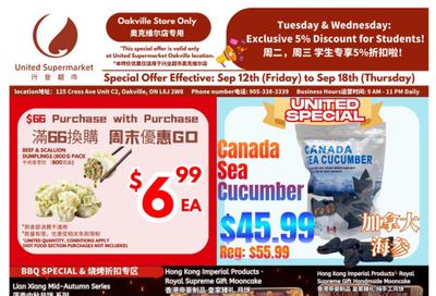 United Supermarket (Oakville) Flyer September 12 to 18