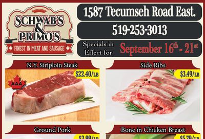 Schwab's & Primo's Flyer September 16 to 21