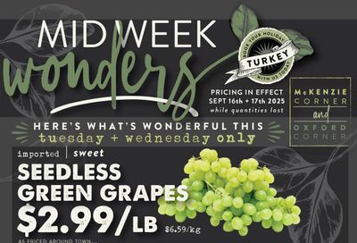 The Root Cellar Mid-Week Flyer September 16 and 17