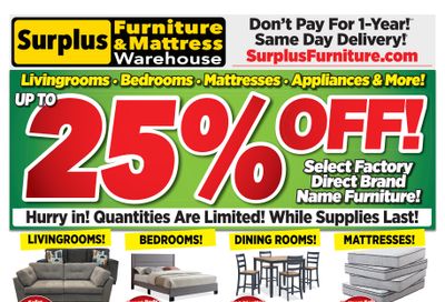Surplus Furniture & Mattress Warehouse (Dartmouth, Charlottetown, Moncton, Saint John, Fredericton) Flyer September 22 to 28