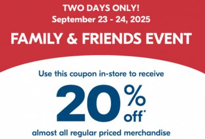 Shoppers Drug Mart Family & Friends Event: Save 20% off Regular Priced Merchandise September 23rd and 24th