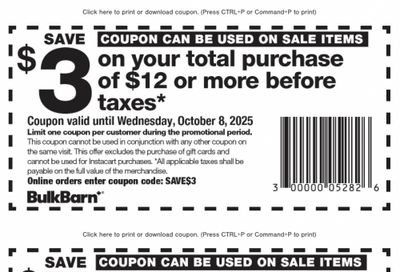 Bulk Barn Canada Coupons and Flyer Deals: Save $3 to $5 Off Your Purchase with Coupons + 20% off Select Items