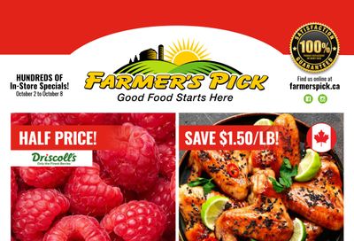 Farmer's Pick Flyer October 2 to 8