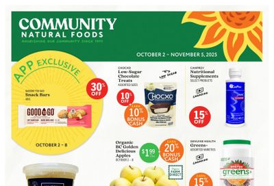 Community Natural Foods Monthly Flyer October 2 to November 5