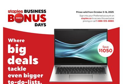 Staples Business Bonus Days Flyer October 3 to 16