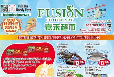 Fusion Supermarket (Unionville)  Flyer October 3 to 9