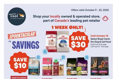 Tisol Pet Nutrition & Supply Stores Flyer October 9 to 22