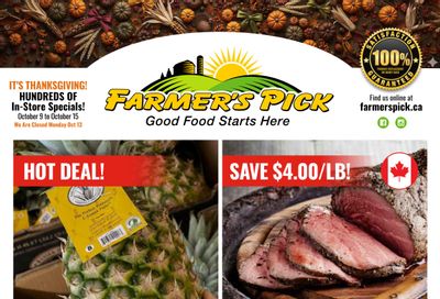 Farmer's Pick Flyer October 9 to 15