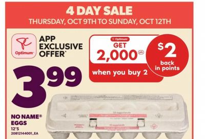 Loblaws Ontario: No Name Eggs $3.99 + 2,000 points When You Buy 2 Until October 12th